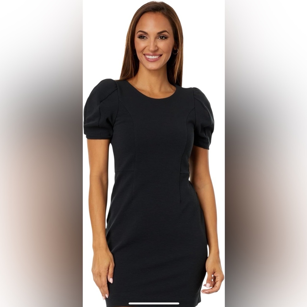 Lilly Pulitzer NEW Black Puff Sleeve Midi Shift Dress, Women’s Sz 2